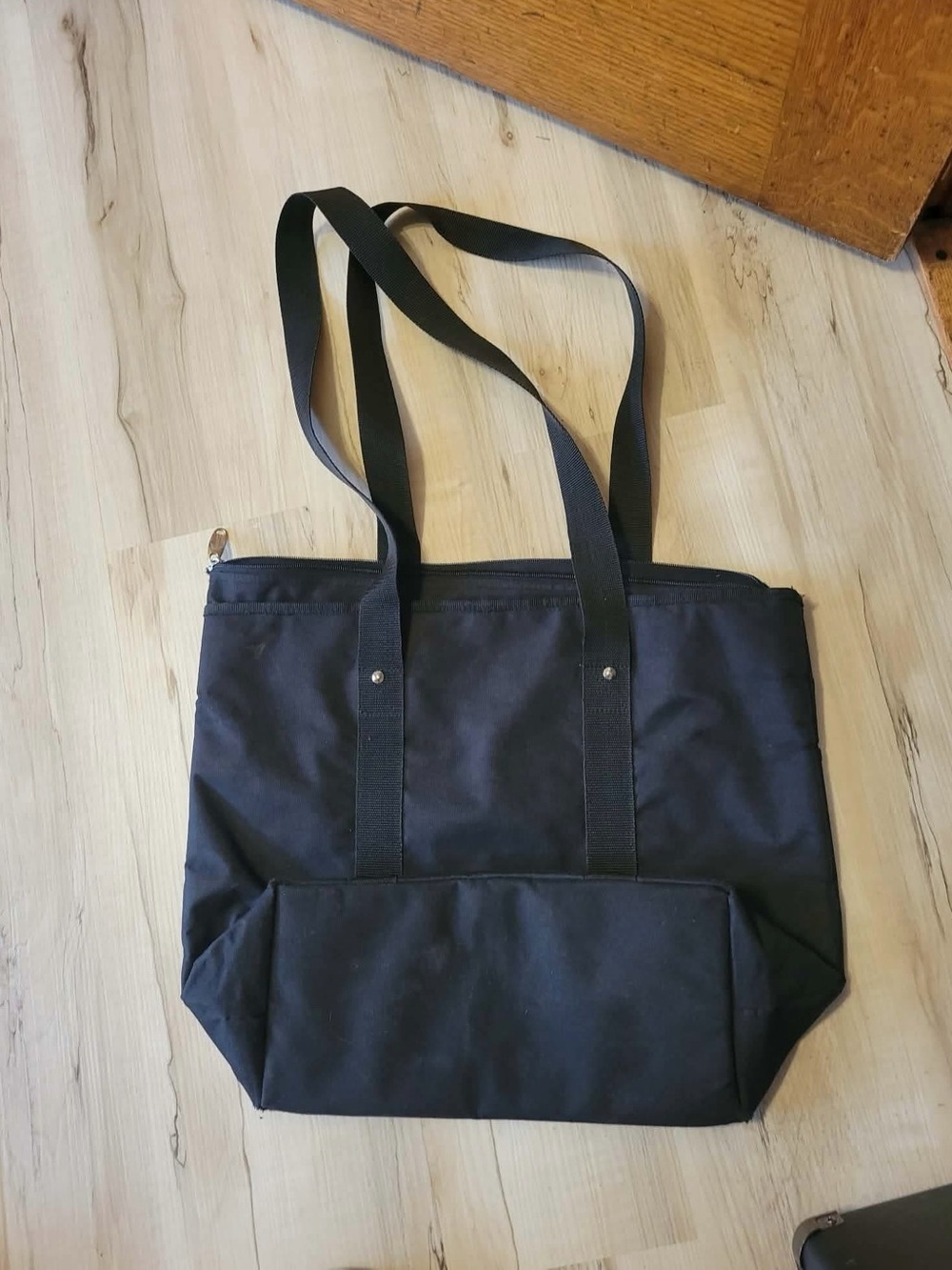 Everyday Black Canvas Tote with Front Pocket